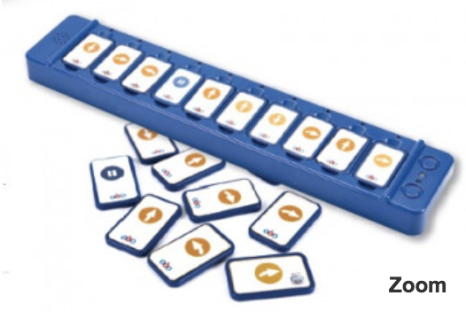 TacTile Reader Rectangular shape base with labeled cards to snap in specific order.