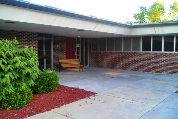 The entrance to the administration building.